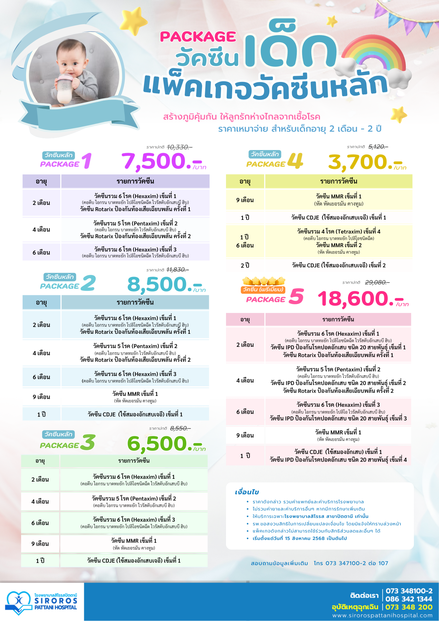 แพ็คเกจวัคซีนหลักเหมาจ่ายสำหรับเด็ก